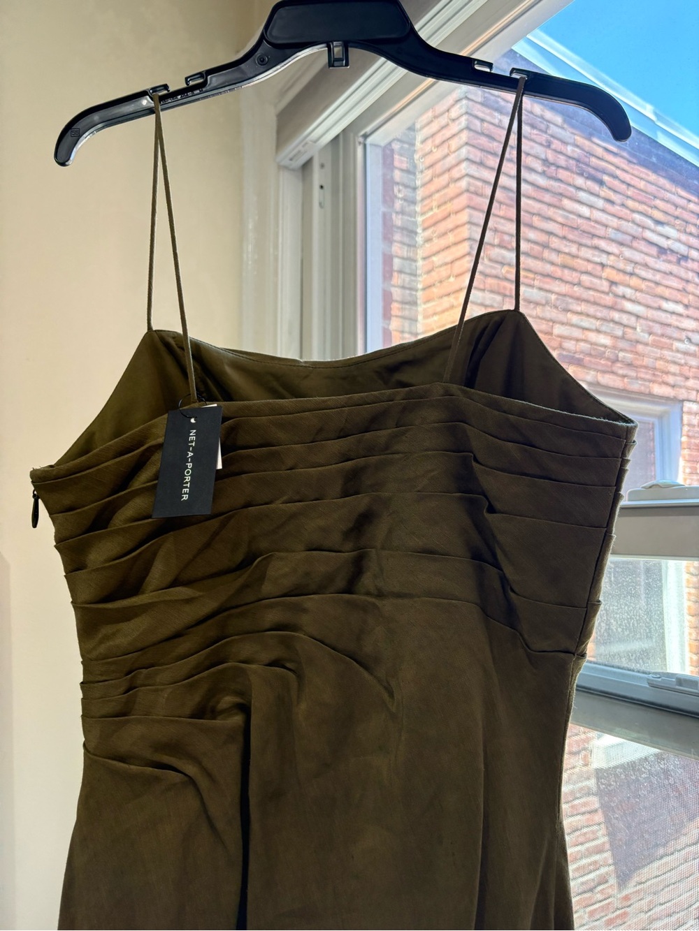 Aje Olive Draped Maxi Dress with Spaghetti Straps - Picture 7 of 9